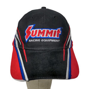 Summit Racing Equipment Strapback Hat Embroidered Logo Black Red Blue